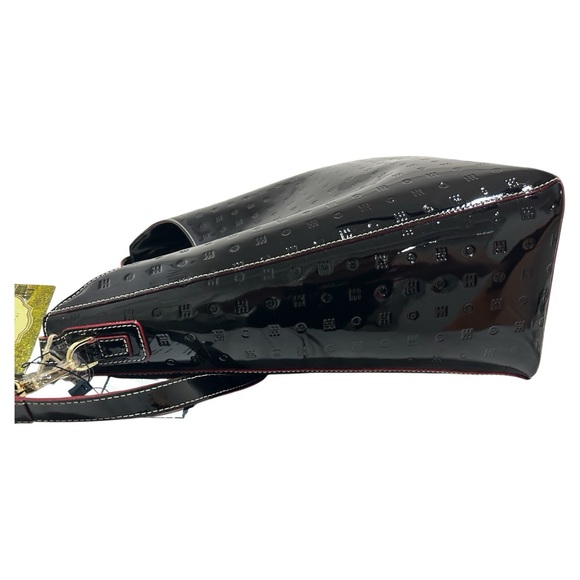 Arcadia Bellissimo Italy Black Genuine Patent Leather Sleek Handbag - Picture 7 of 8